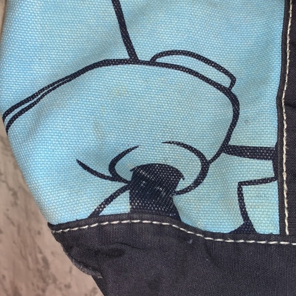 Disney Parks Authentic Original Mickey Mouse Large Canvas Tote Bag Blue & Green - Picture 11 of 13